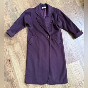 Kristen Blake Deep Plum Wool Trench Coat